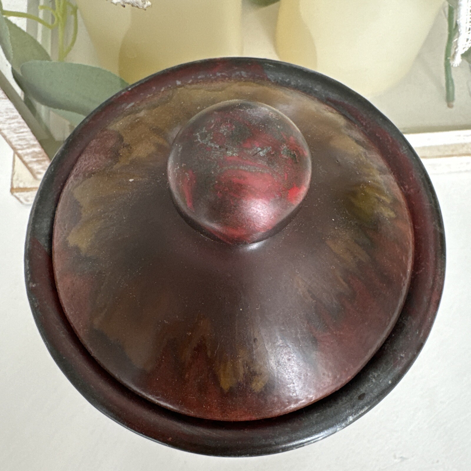 Art Pottery Vase Studio Boho Home Table Decor Black Red Yellow Aesthetic