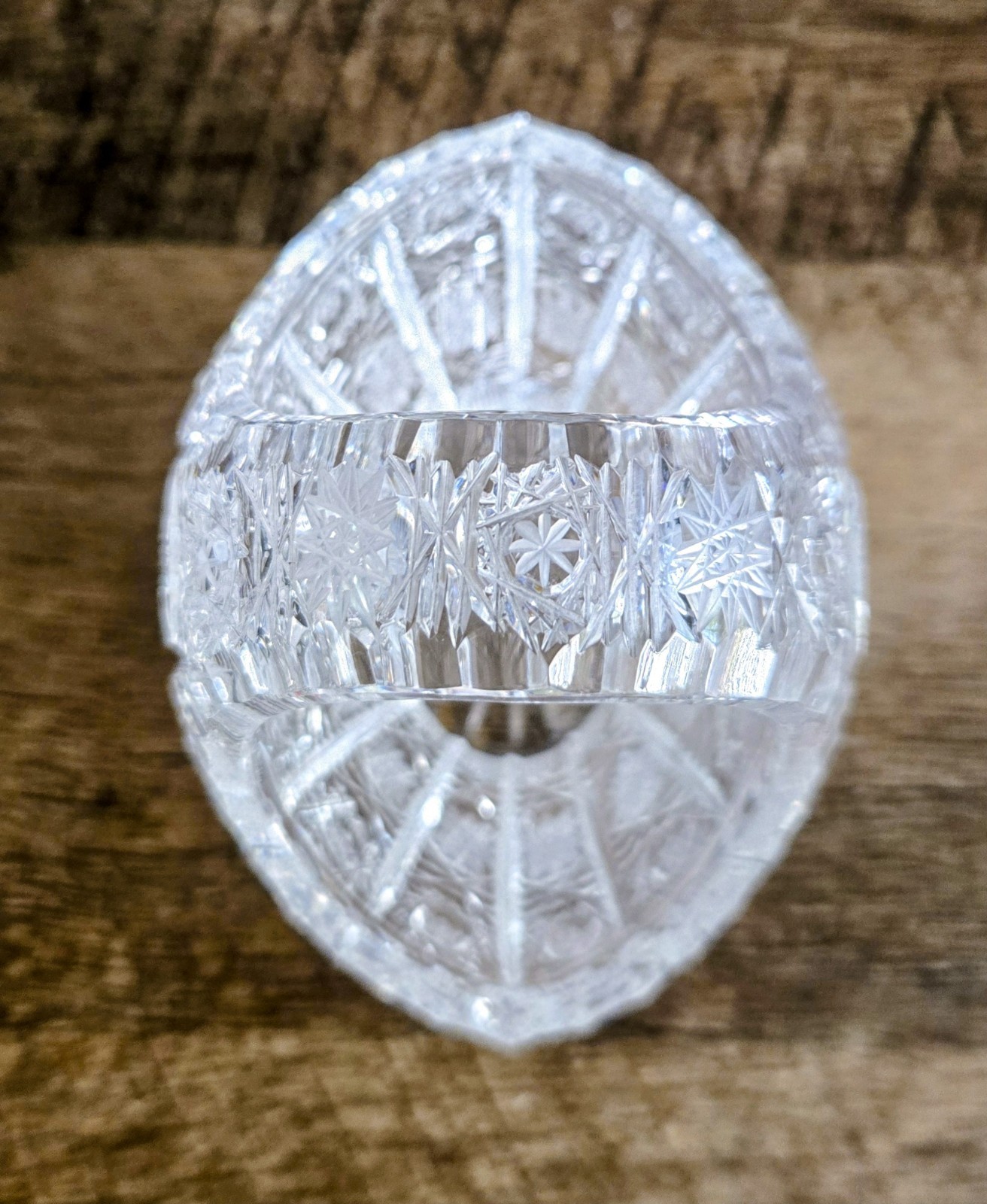 Vintage Bohemian Queen Lace Czech Crystal Oval Basket Hand Cut