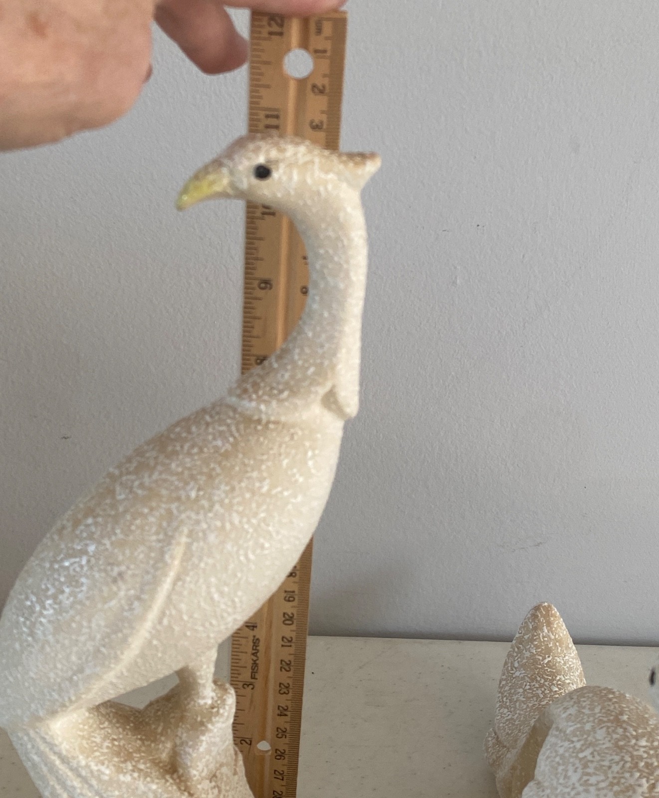 MCM Vintage Retro Peacock Off White Spatter Bird Figurines