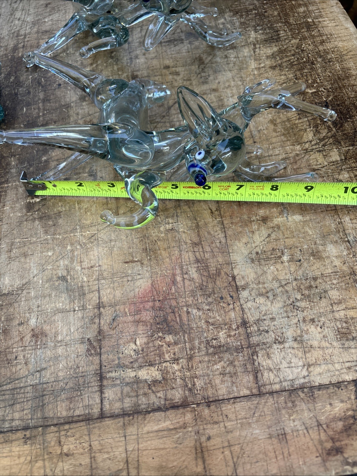 RARE Vintage Hand Blown Glass Sleigh And Reindeer Blue Nose. Read Description