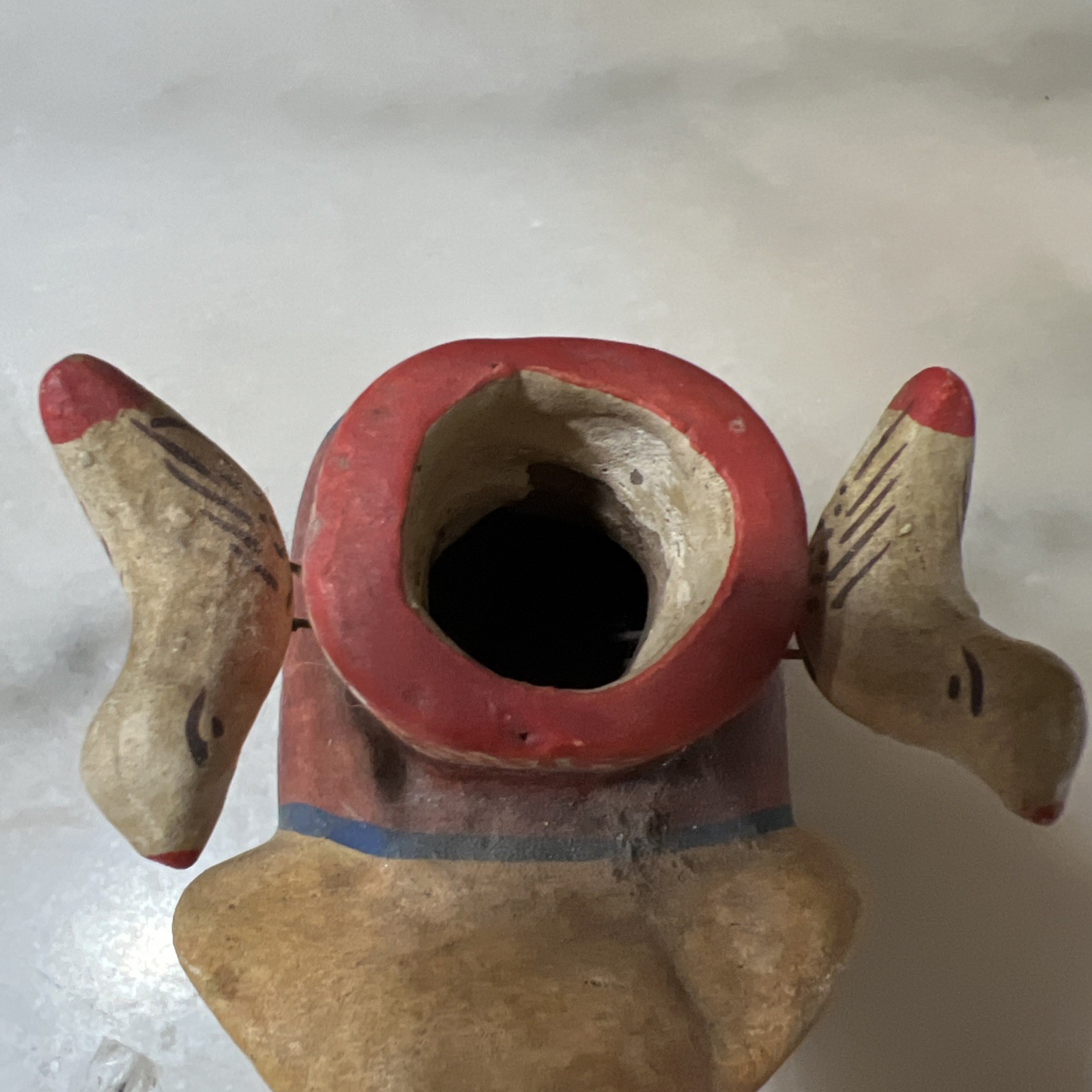Vtg Mexican Folk Art Pottery Elephant w/ Birds Candle Holder 5″ long 4.5″ tall