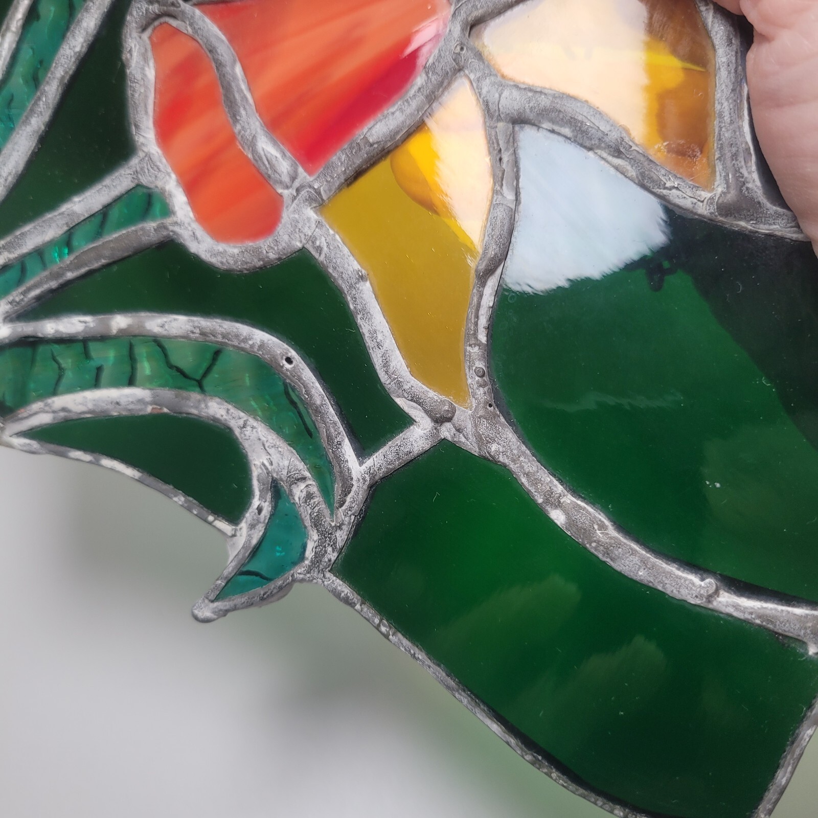 Stained Glass Daffodil Lilly Flower Sun Catcher Window Art Chain Hanger