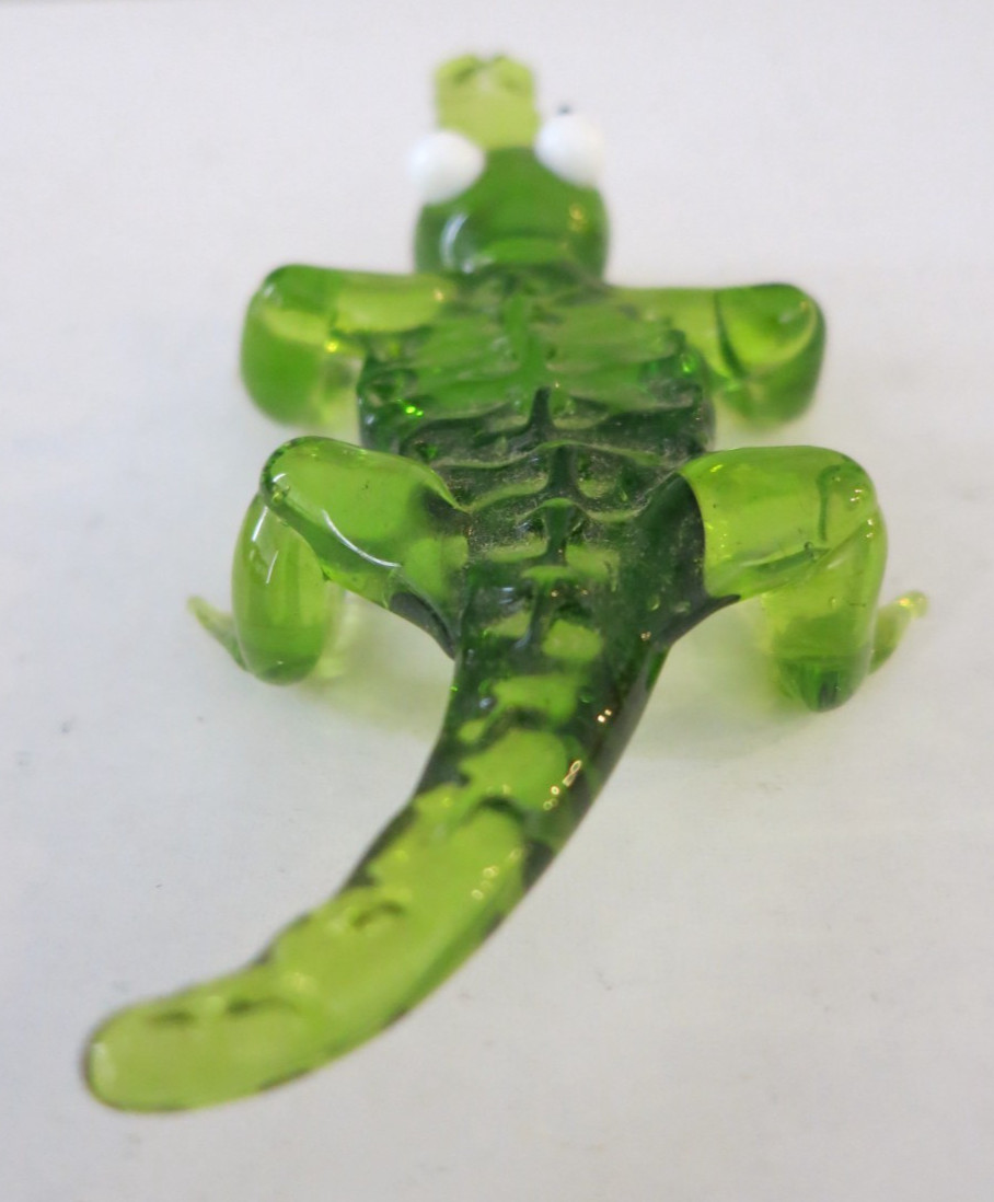 Hand Blown Art Glass Murano-Style Alligator Crocodile Figurine Miniature