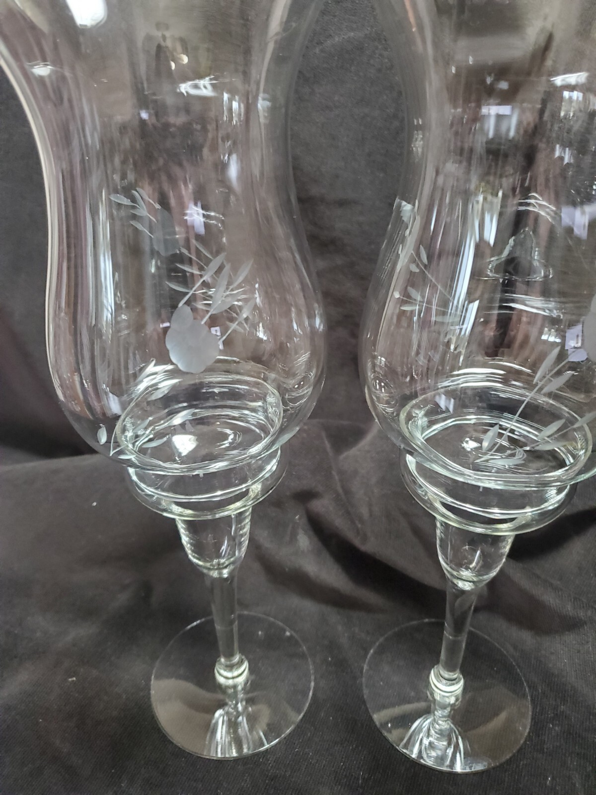 Princess House Crystal Heritage Hurricane Candle Lamps Set of 2