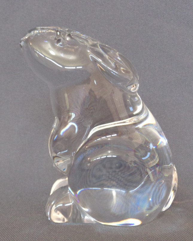 Baccarat France Crystal Bunny Rabbit 3.25″ Clear Solid Heavy Luxury Figurine