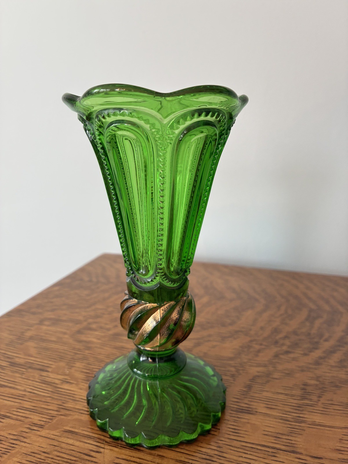 Vintage EAPG U.S.Glass Emerald Green Bud Vase