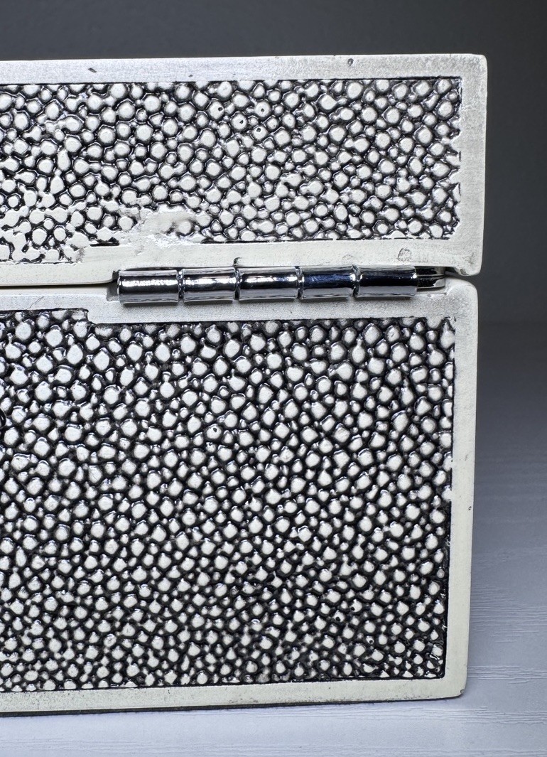 Vintage Shagreen Keepsake Box Blue/Black White – Heavy – 4 Pounds – 3”x5”x7”