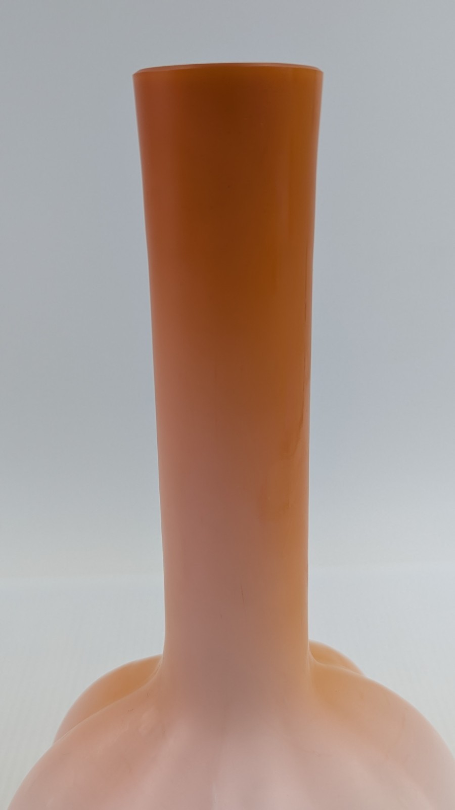 Victorian Cased Satin Glass Vase Ombre Orange Peach White Melon Base Bohemian ?
