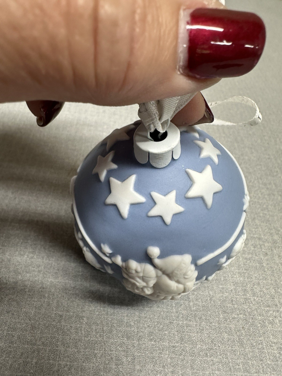Wedgewood Jasperware Blue Christmas Ball Ornament Baby Rocking Horse Stars 2007