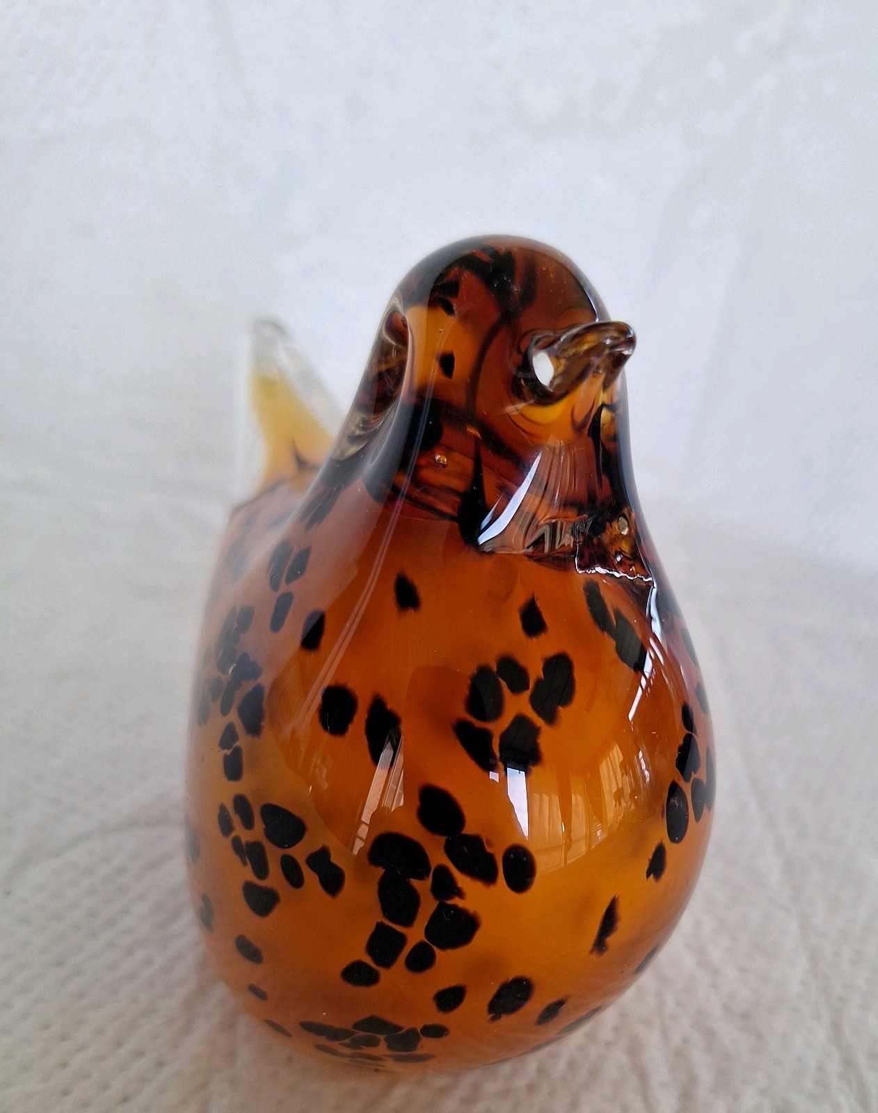 Vintage Glass Amber/Brown Bird Paperweight – Solid – No Markings
