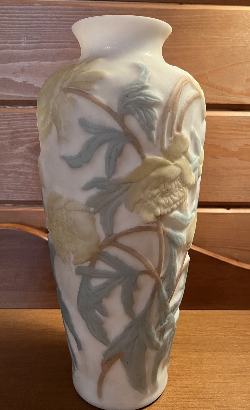 Vintage Multi Color Porcelain Flowery Vase 12” Tall