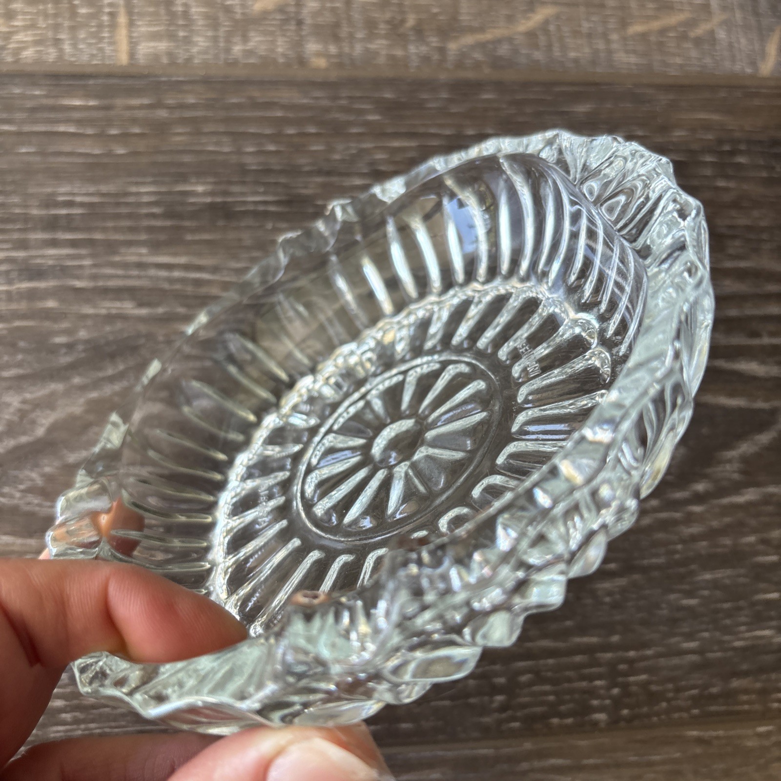 Vintage 5” Clear Ashtray, 4 Cigarette Rest, Pasari Indonesia Pressed Glass Clear