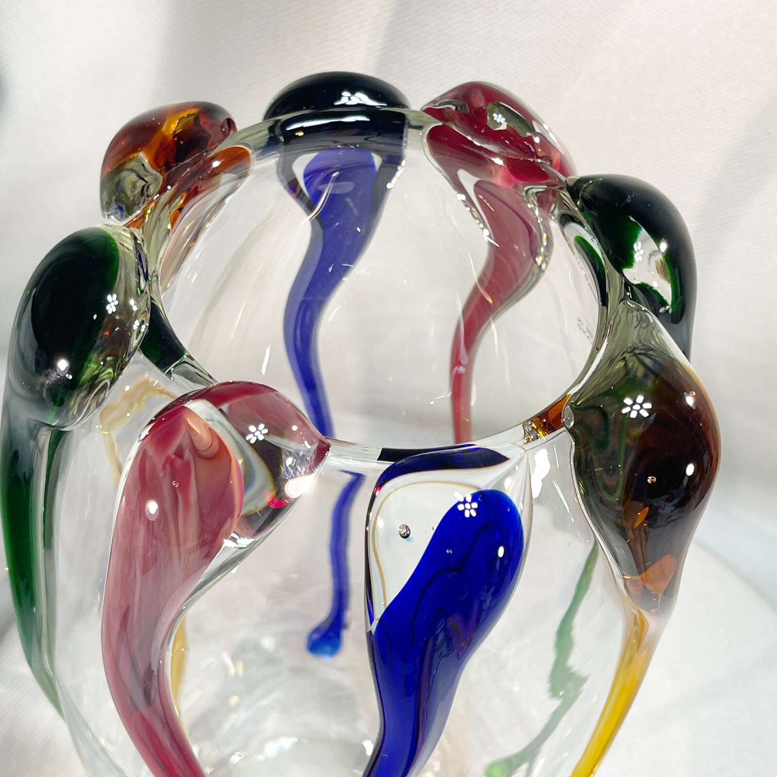 Large Poland Art Glass Glass Vase Design Guild 12” Tall Multicolor CRACK