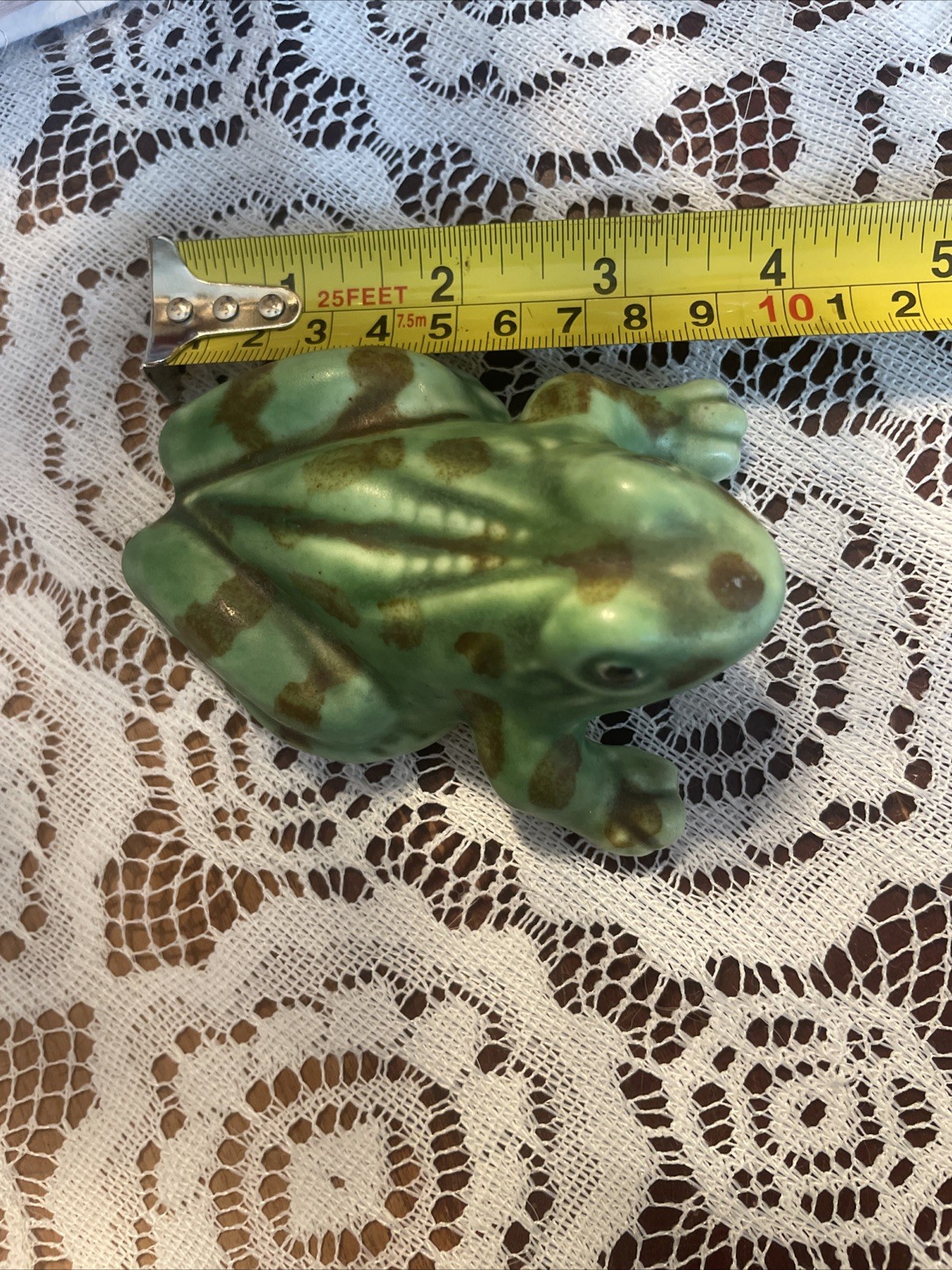 Vintage McCoy Style Art Pottery Frog Figurine Statue Hand Painted Garden