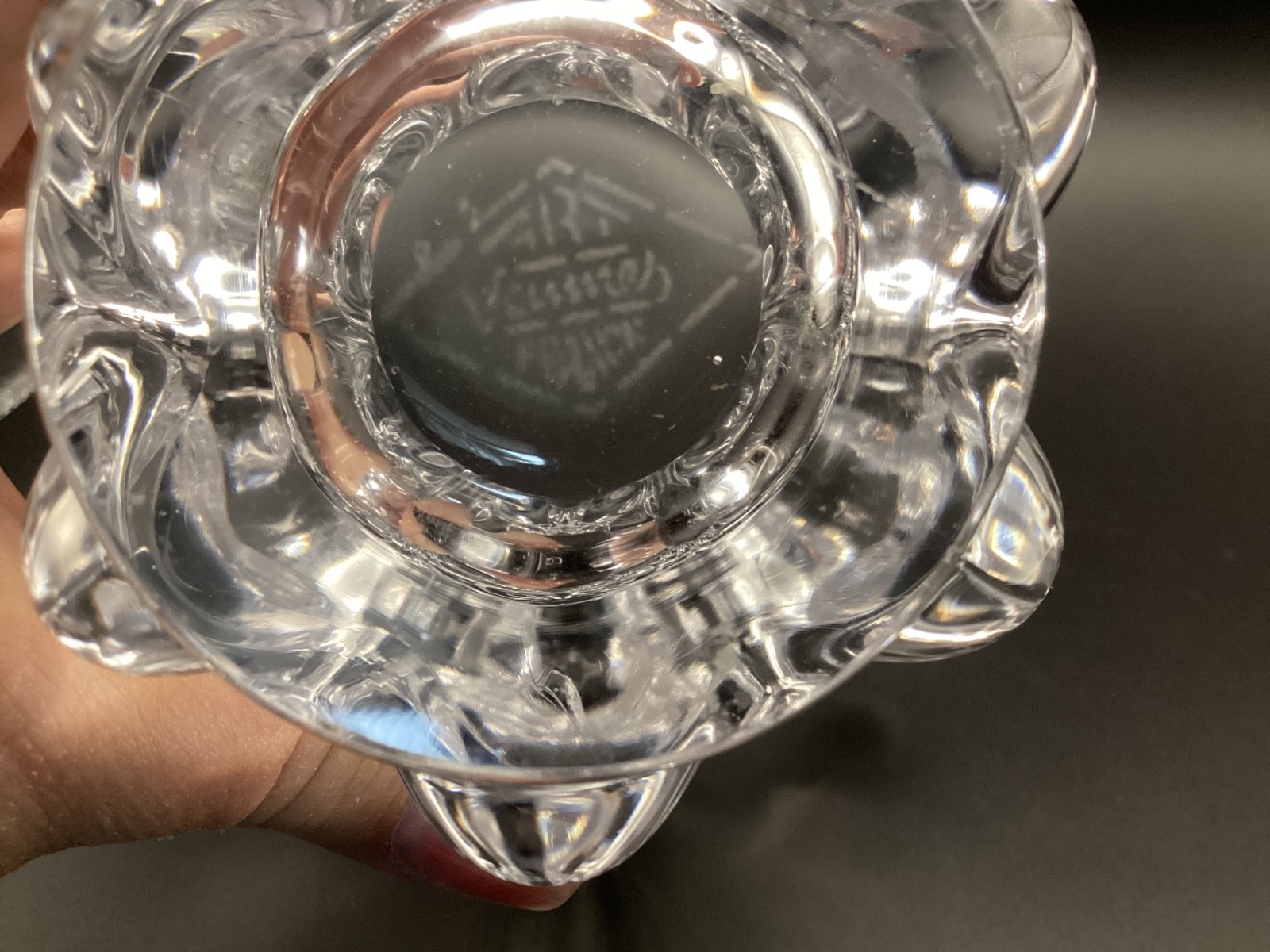 Art Deco Vintage Crystal Cascade Vase by Art Vannes le Châtel, France 5.5”