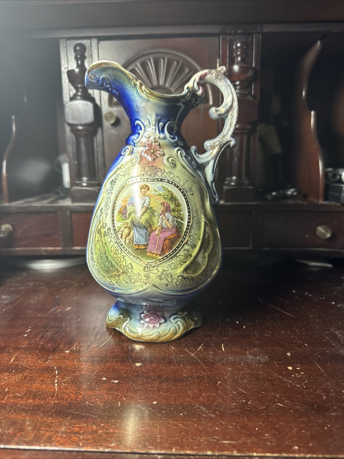 Antique 8 1/4 inches tall Cobalt Blue Vase Royal Vienna
