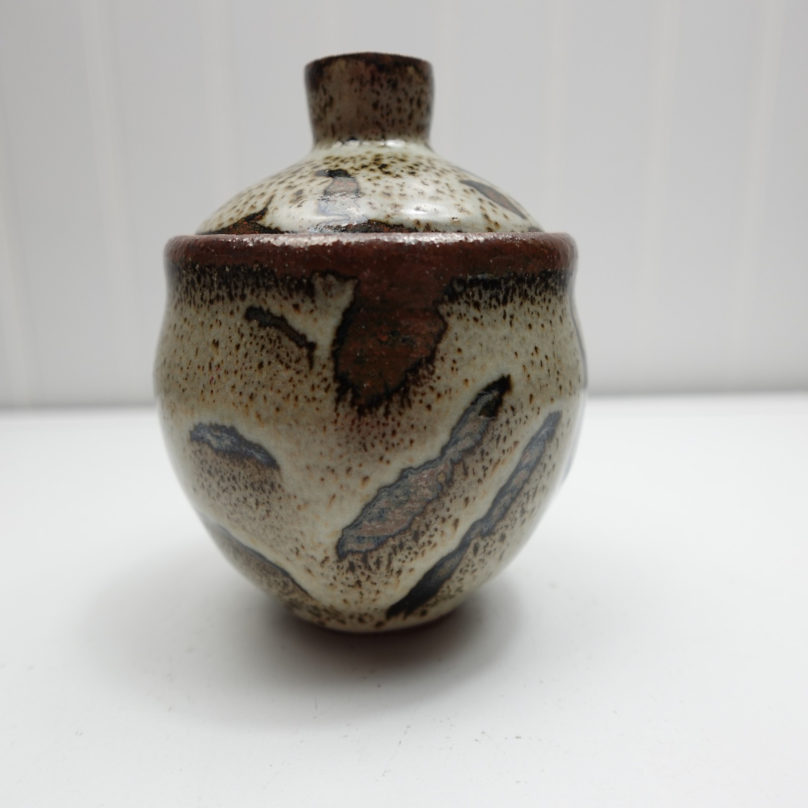 Vintage Studio Pottery Lidded Trinket Box Handmade Stoneware Signed