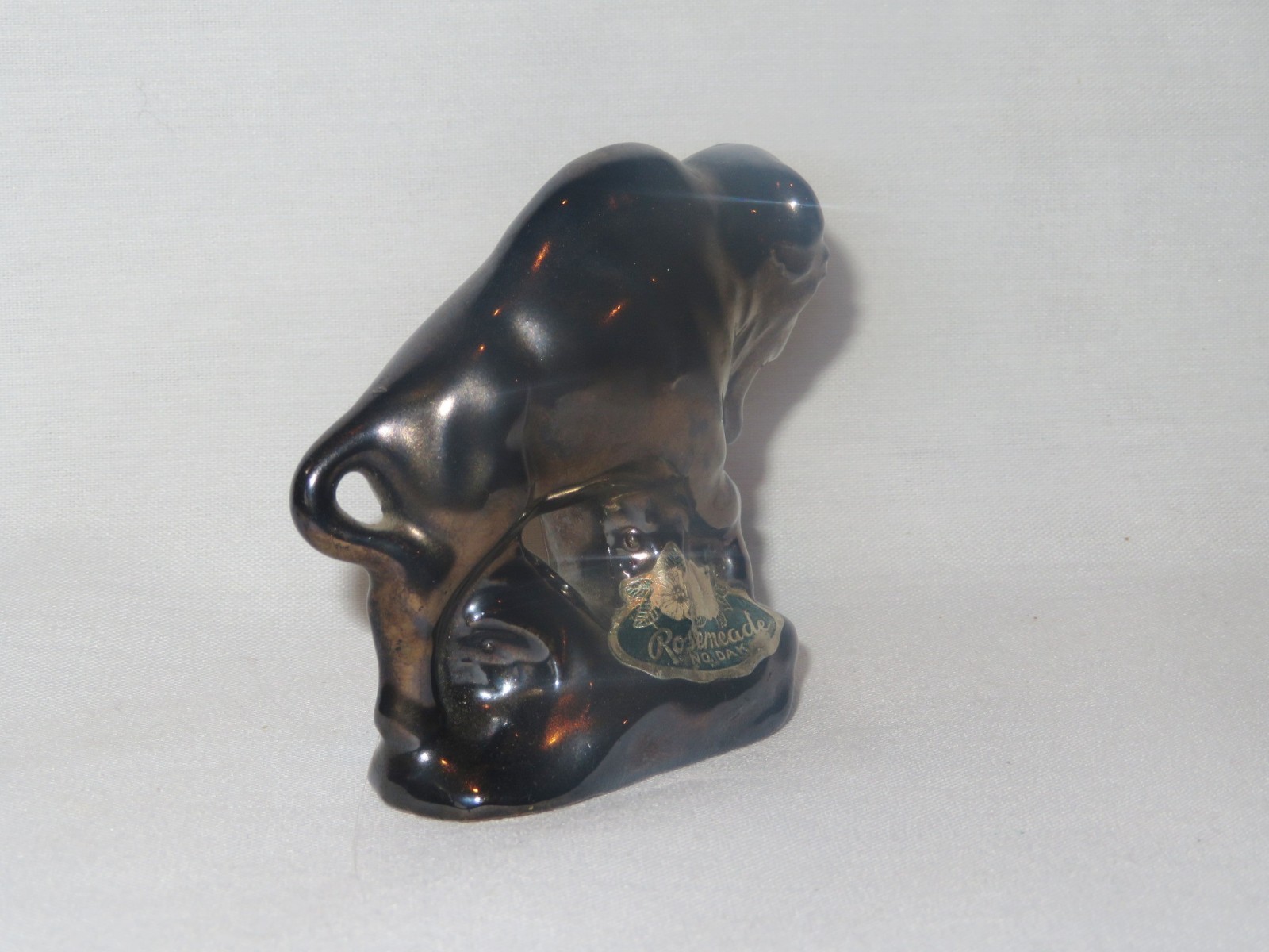Rosemeade Small Bison Buffalo Bronze Gloss Glaze MINT 2” X 2.75”