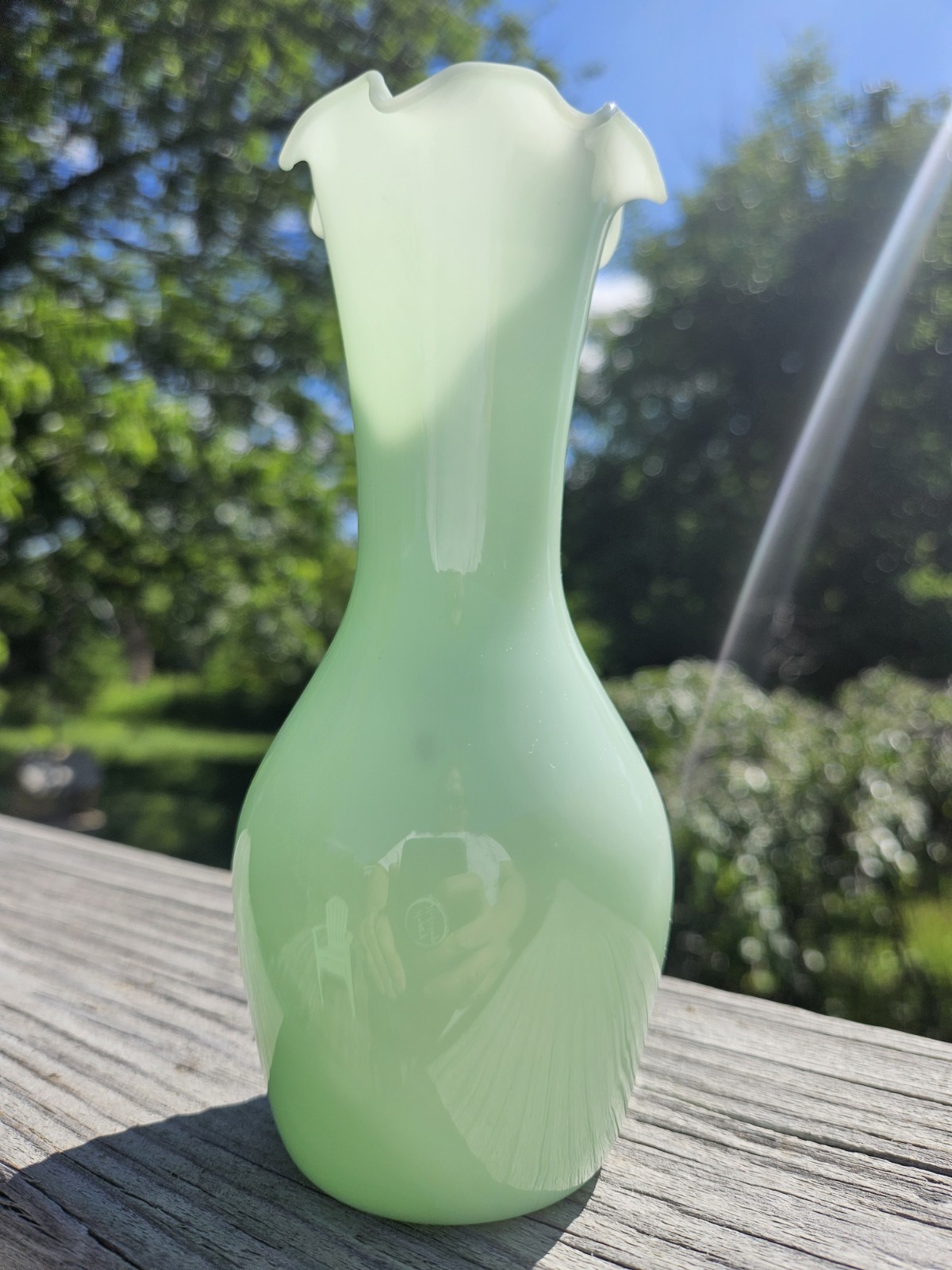 Jade Vase Green Glass 6 Tall Bud Vase