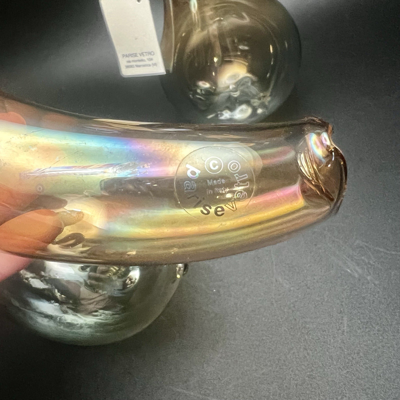 Parise Vetro Italian Hand Blown Art Glass Fruit Amber Iridescent Fig Banana Pear
