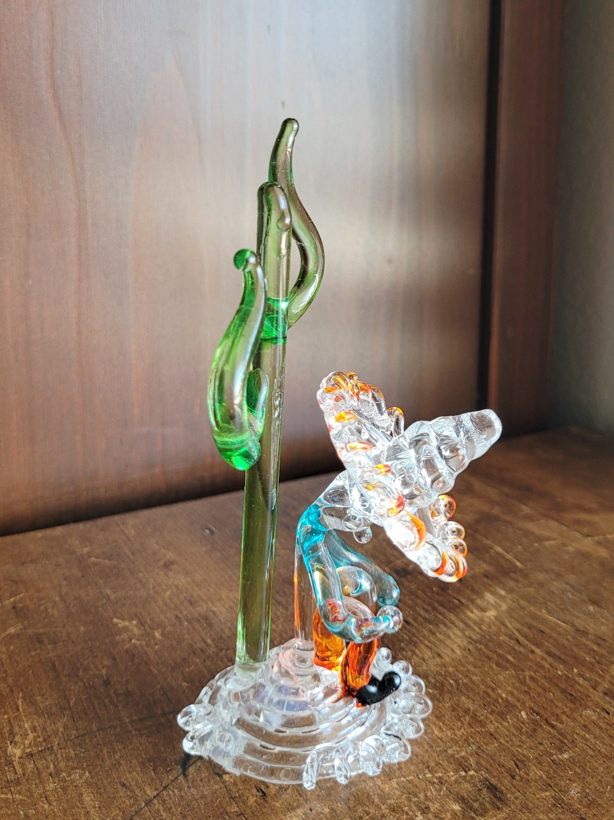 Vintage Hand Blown Art Glass Figurines Set Lampwork Figure With Basket Decor