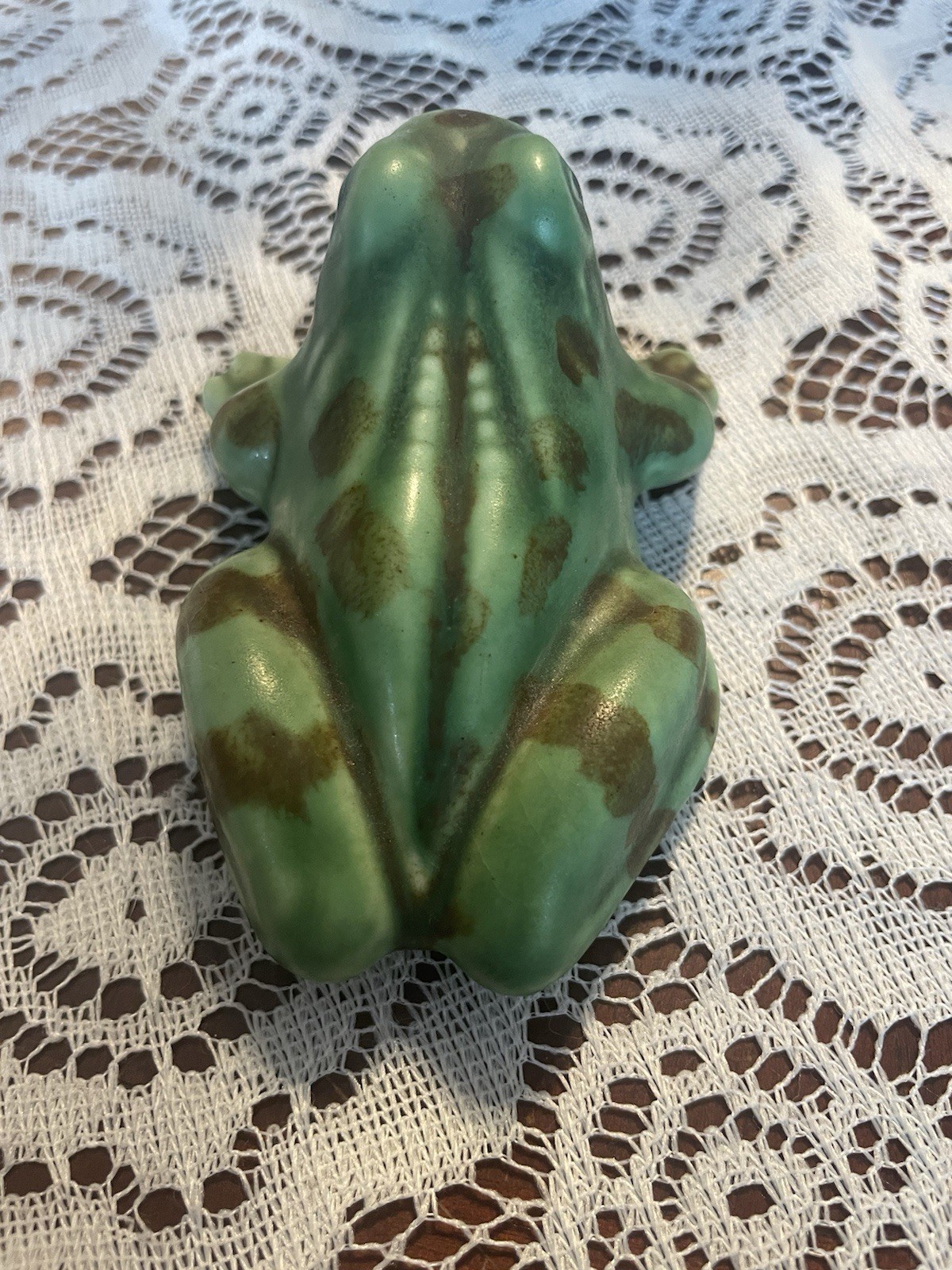 Vintage McCoy Style Art Pottery Frog Figurine Statue Hand Painted Garden