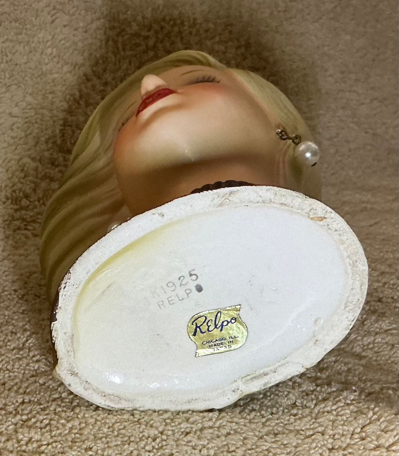 Relpo Vintage K 1925 Teen Head Vase 5.5” Blonde Planter Great Condition K1925