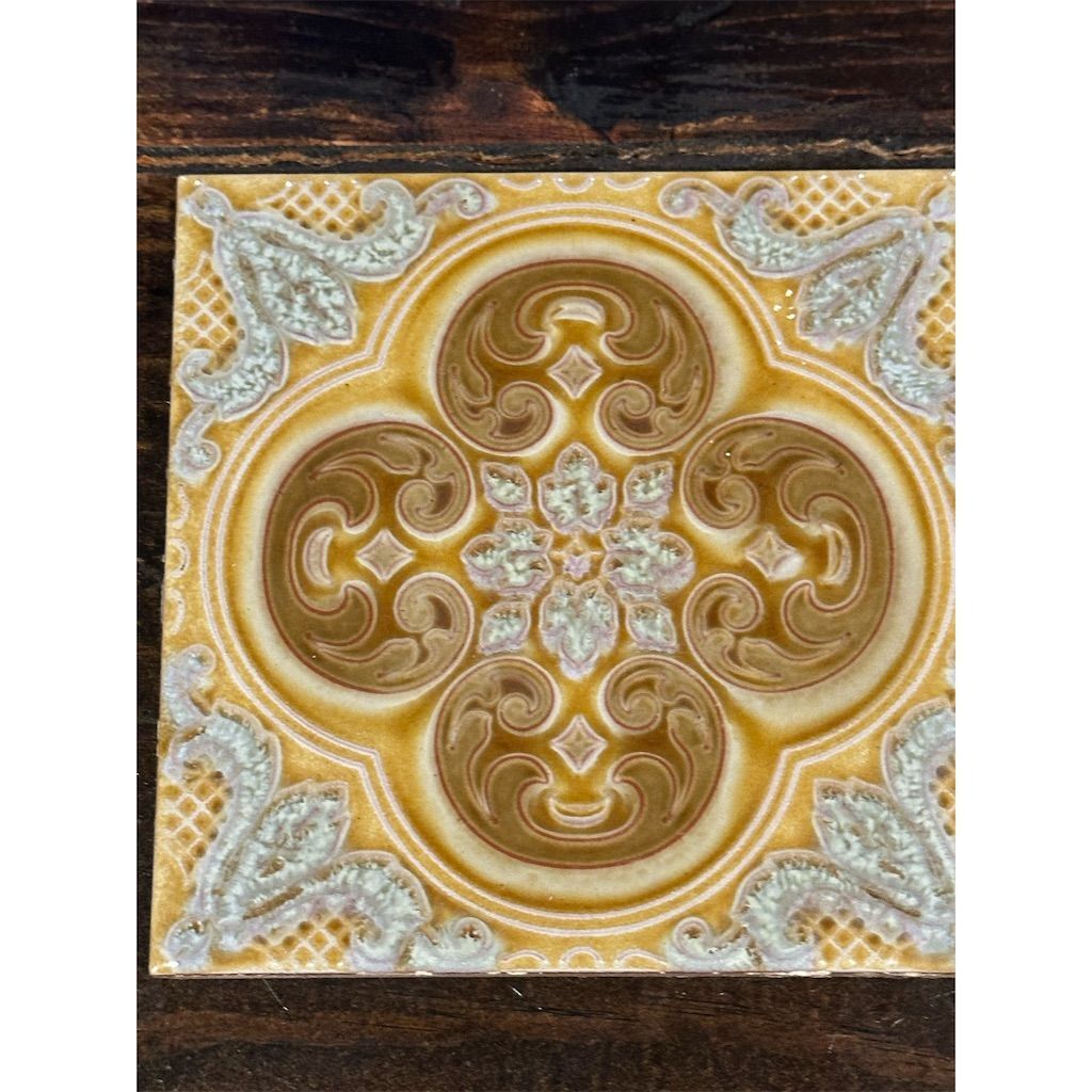 Vintage La Campanella Green Ceramic Tile Trivet Ornate Filigree Design 2 Tiles