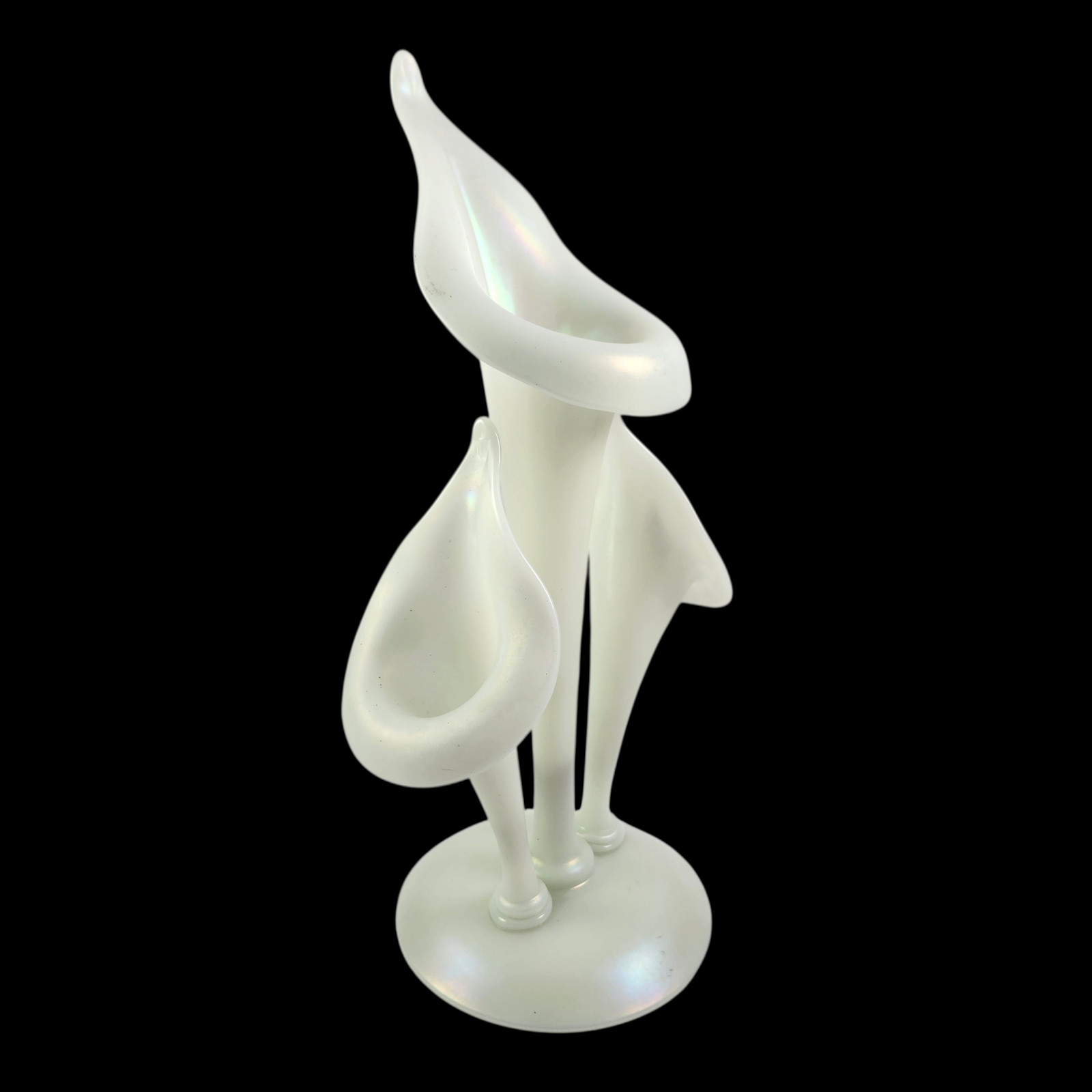 Stueben Signed Calcite Ivrene Triple Lily Jack In The Pulpit Vase
