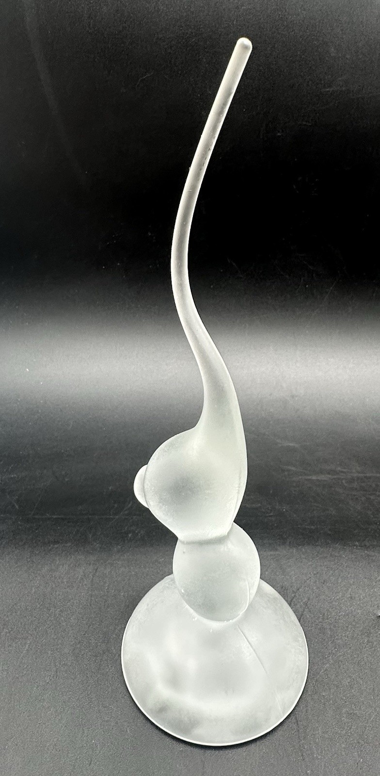 Viking Glass Long Tailed Bird Satin Frosted 9 1/2 Inches Tall MCM Glows with UV