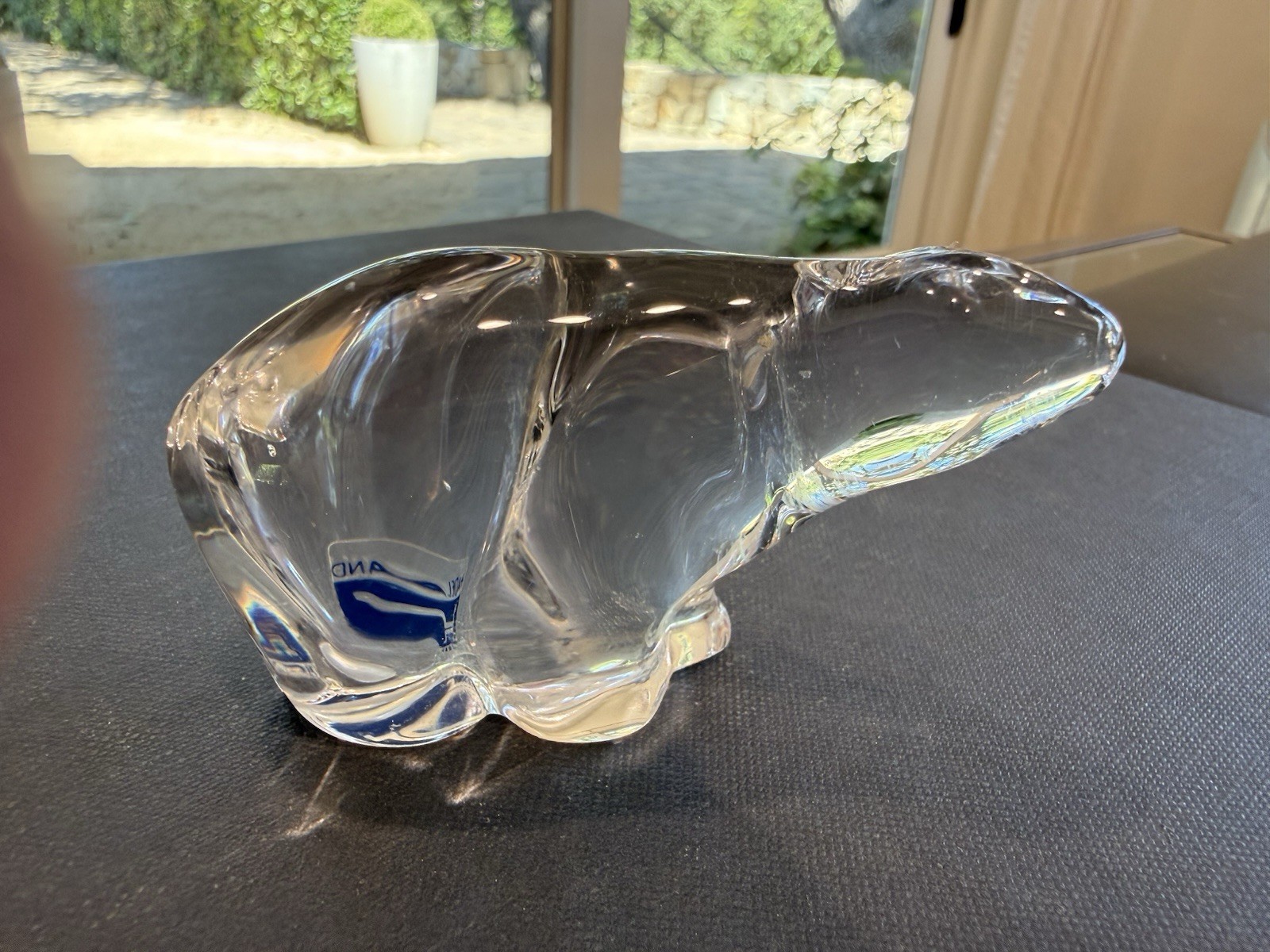 Hadeland Clear Art Glass Polar Bear Figurine Scandinavian Signed
