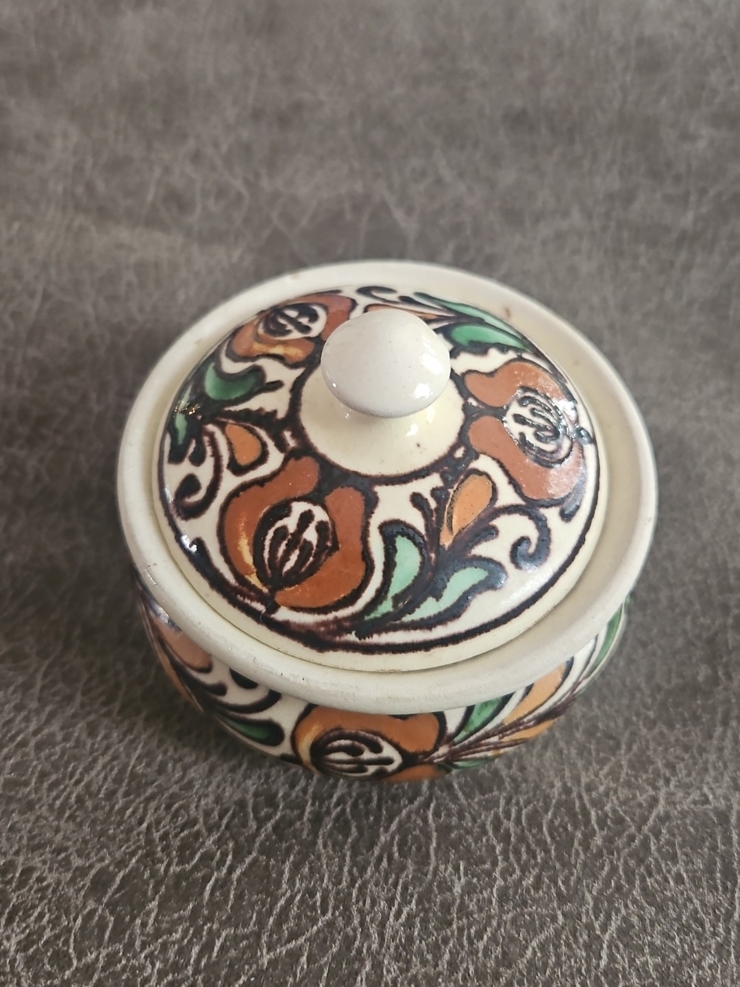 Korond Romanian Romania Small Lidded Trinket Box Pottery