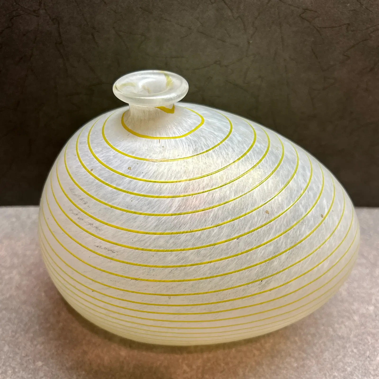 1980s Handblown Kosta Boda Bertil Vallien Aphrodite Asymmetric Yellow White Vase