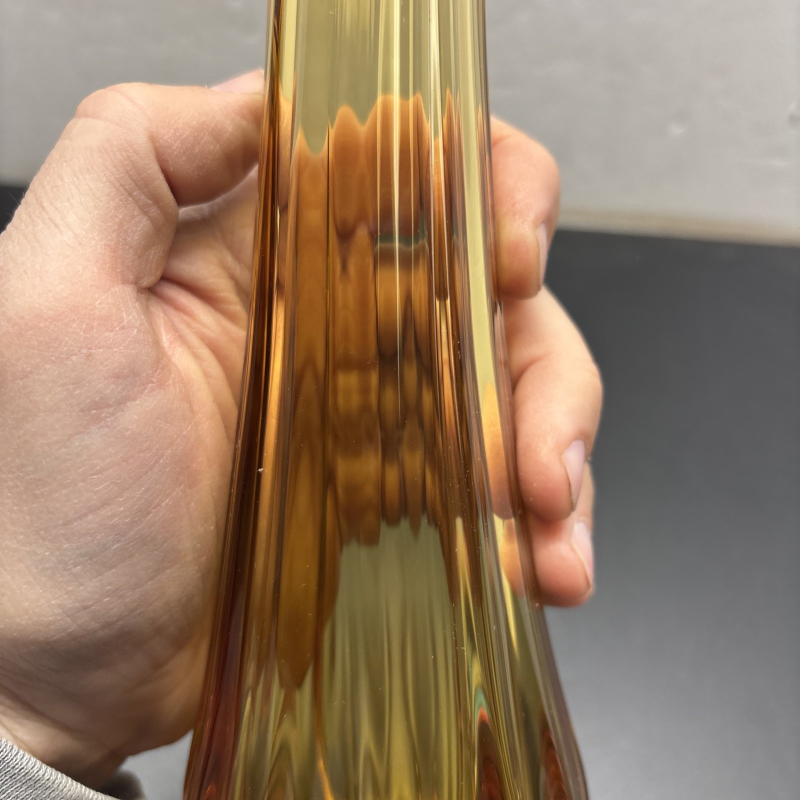 Vintage Viking Amber Swing Glass Vase 14.5”