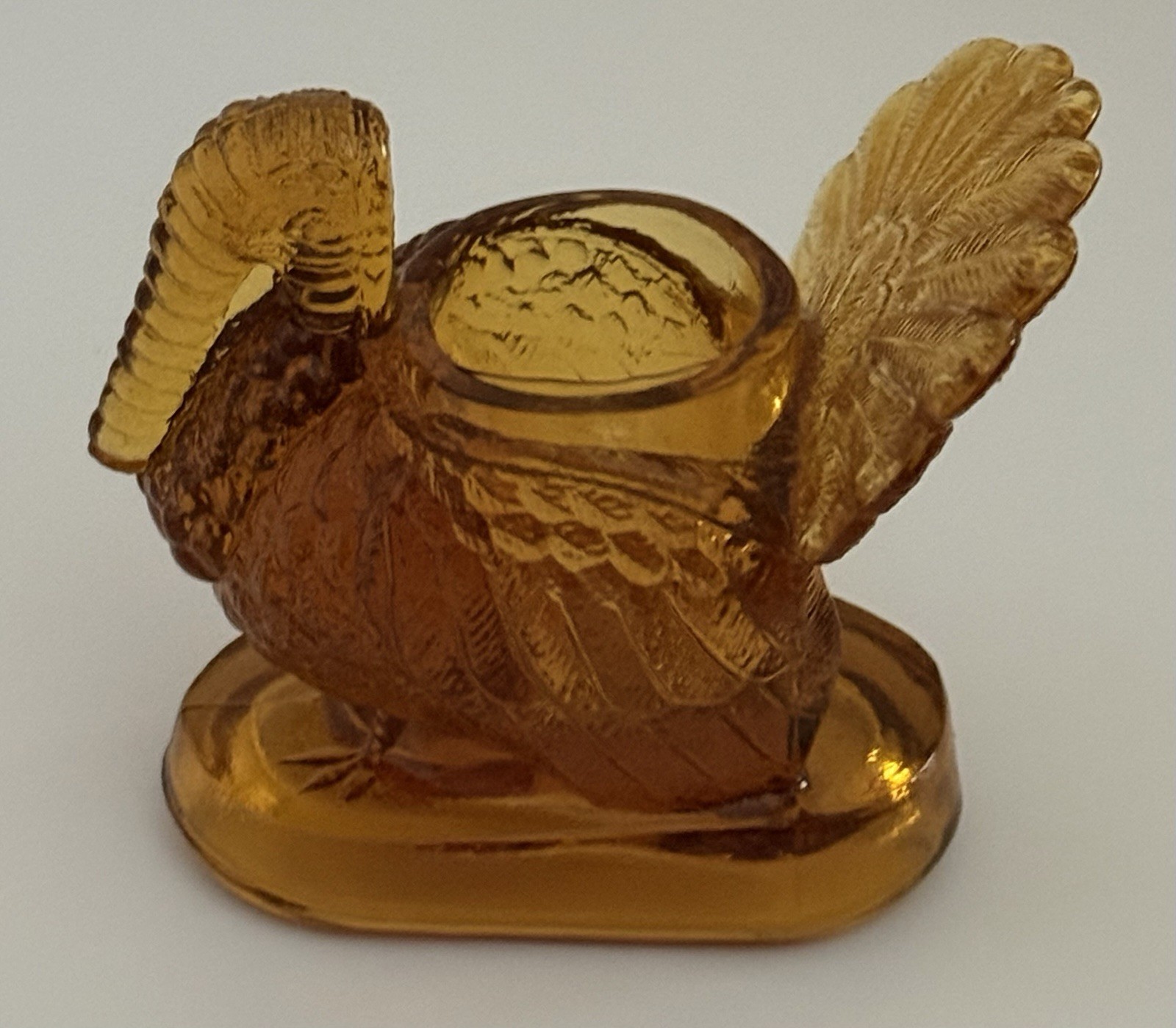 Mosser Glass AMBER Turkey toothpick holder 3.25 in. Thanksgiving