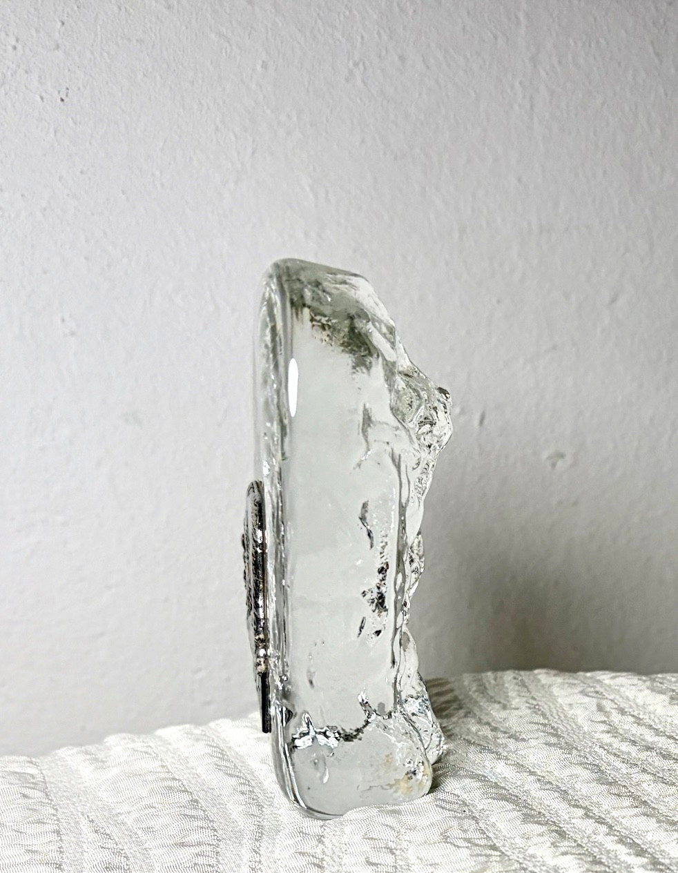 New Polaria Crystal Figurine Paperweight w Silverplate Polar Bear Norway