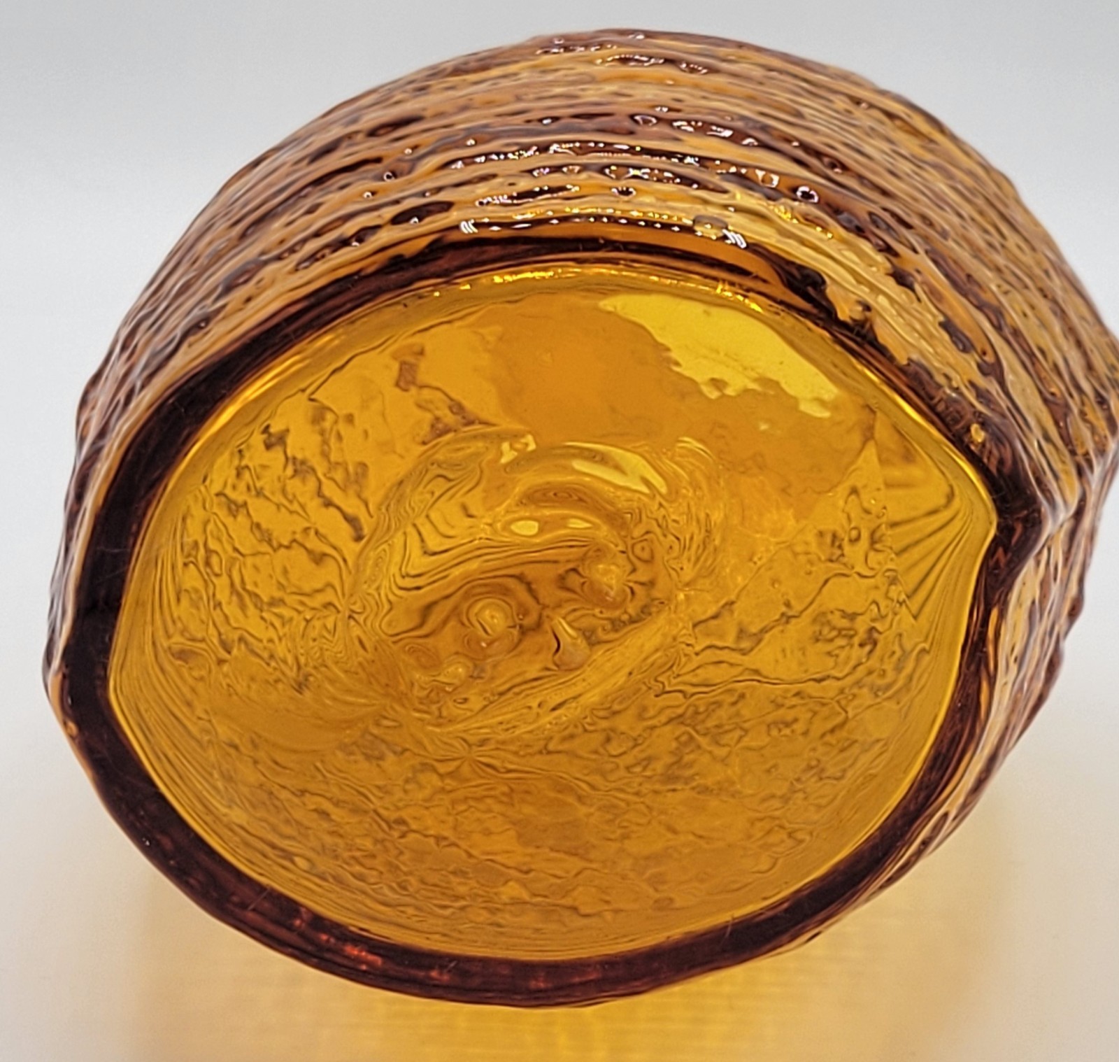 Blenko Strata Small Amber Textured Art Glass Vase 2135S 7.25″ Hand Blown MCM USA