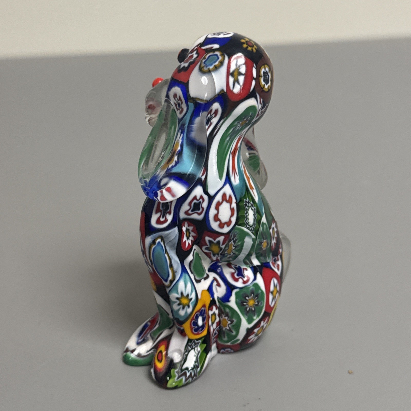 Vintage Murano Glass Hound Dog Millefiori Art Figurine Multi Color 3.75″ Tall