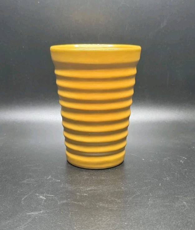 VINTAGE Bauer California Pottery Ring Ware 8 Oz 4.5 inch Yellow Tumbler