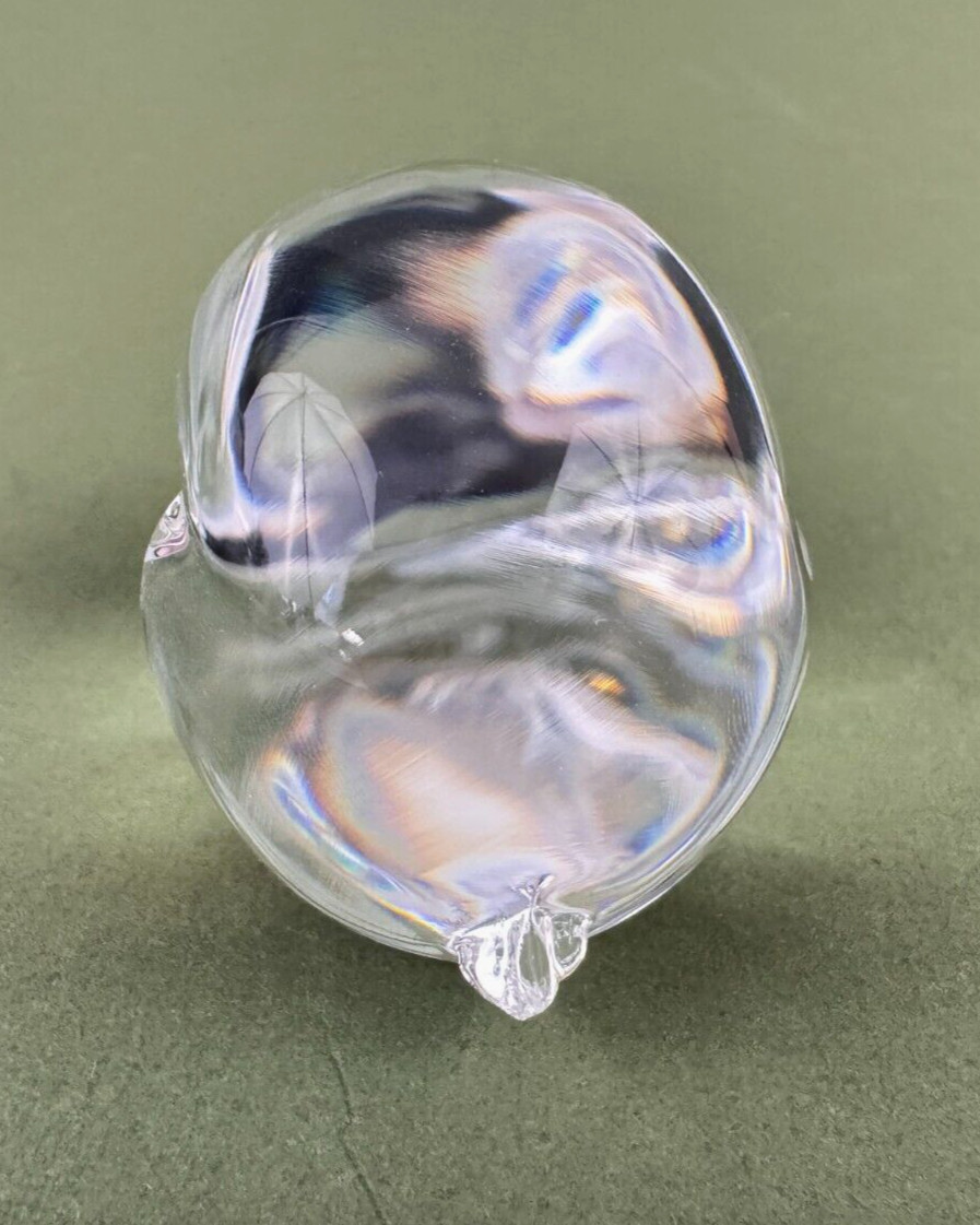 Steuben Signed Pig Boar Crystal Figurine Hand Cooler Paperweight 3”L x 1 3/4”H