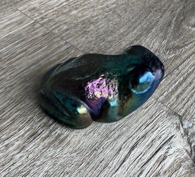 Robert Held Art Glass Iridescent Purple Blue Frog Paperweight Signed RHAG Canada