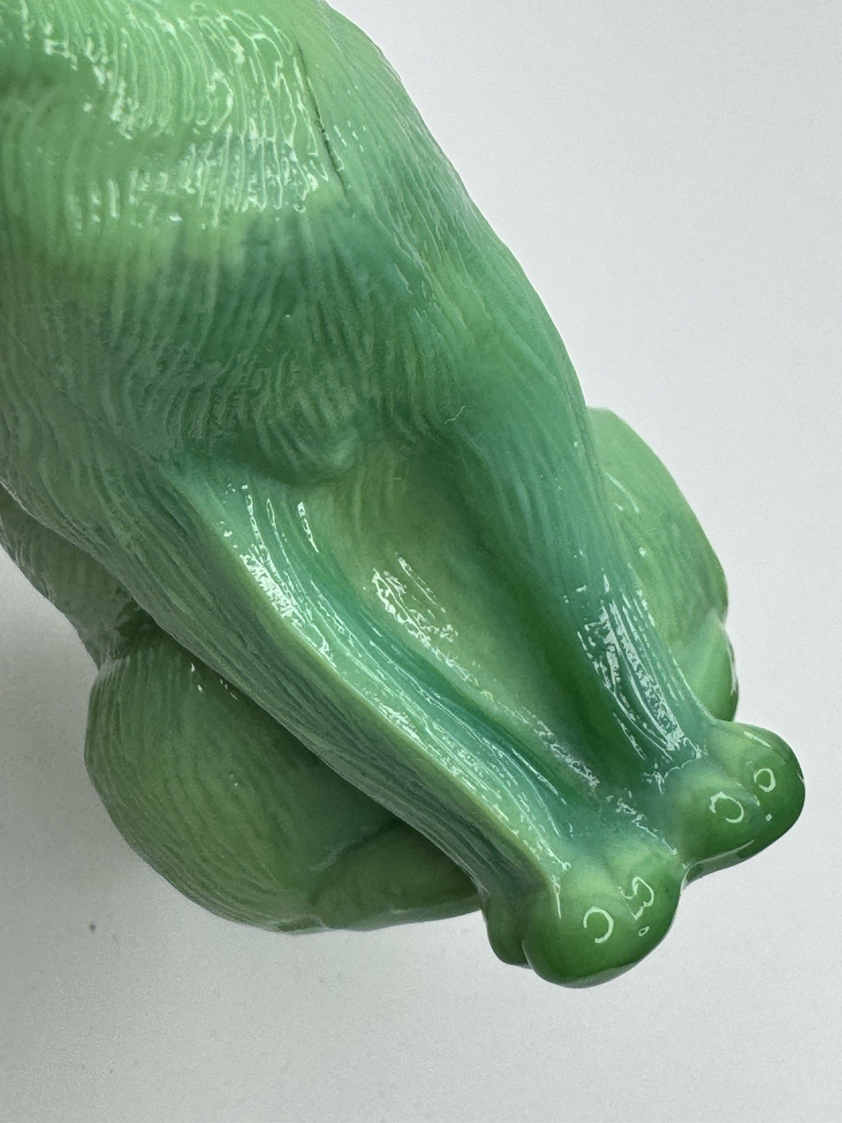 Mosser Glass Sitting Cat Figurine Opaque Jadite Grass Green Blue Slag Glossy