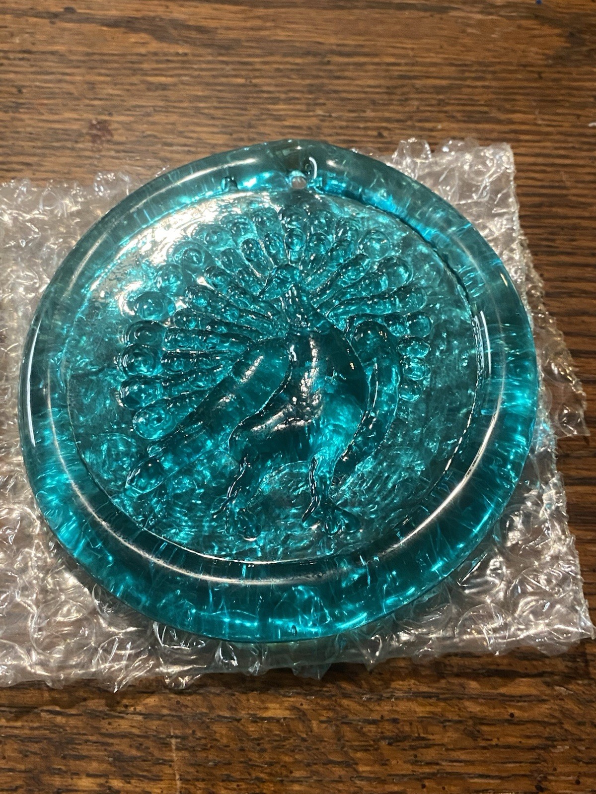 Museum of Fine Arts Boston, Aqua Glass Peacock Sun Catcher. New