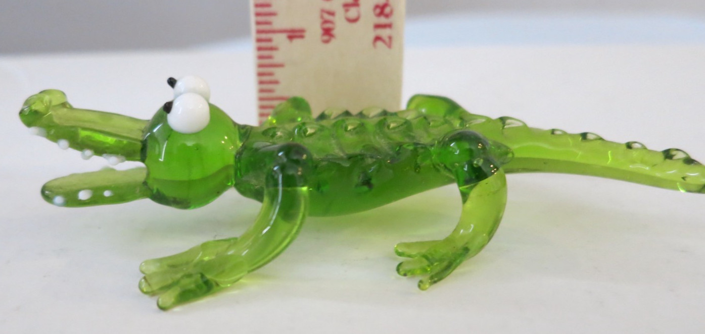 Hand Blown Art Glass Murano-Style Alligator Crocodile Figurine Miniature