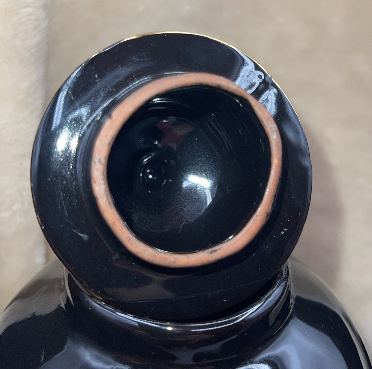 1970’s Imperial Kutani Japanese Jar Urn Black Gold Cart Flowers Hand Painted 6″