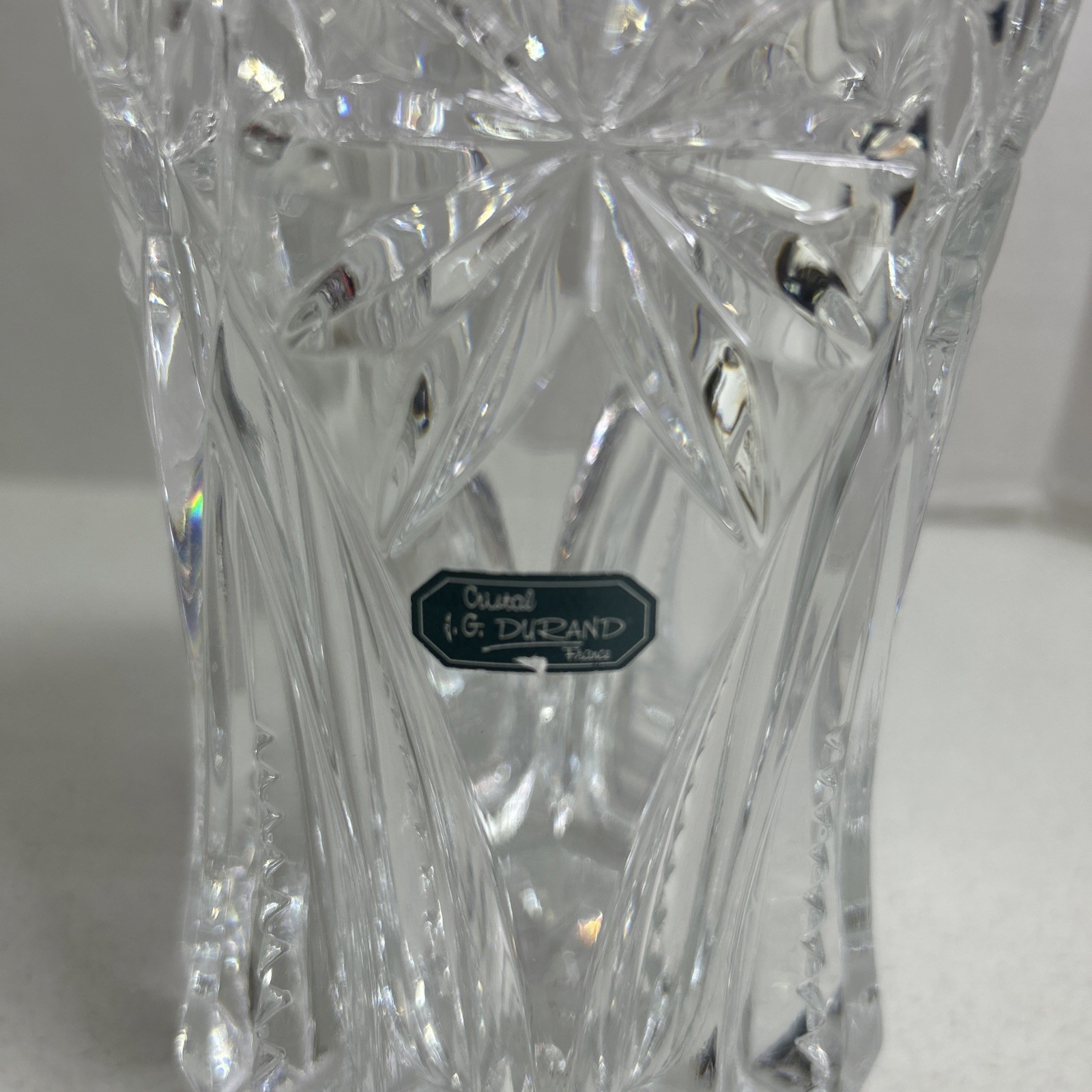 JG Durand Cut Lead Crystal Vase France Beautiful Heavy Vase