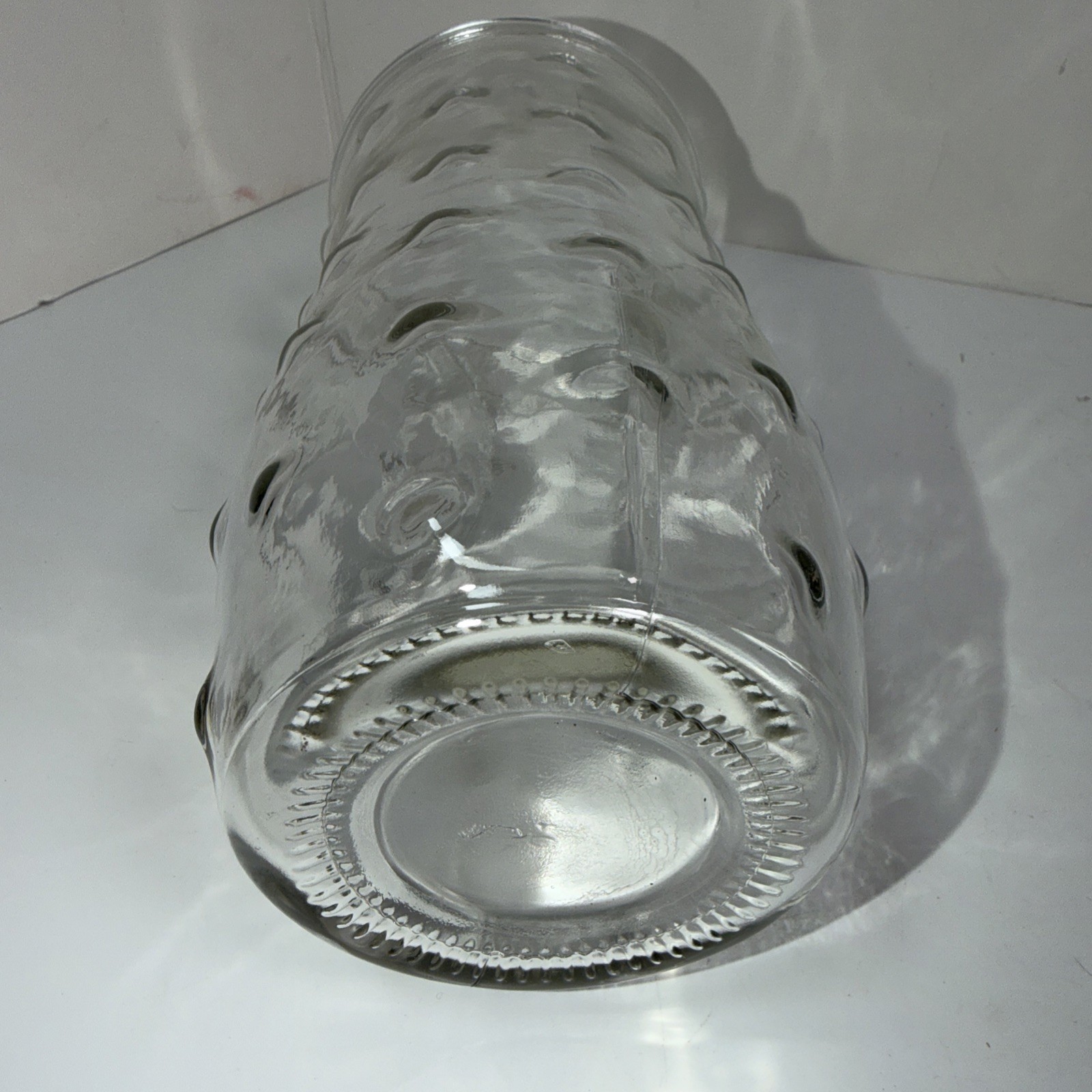 Vintage Hoosier 8.5″ X 4” Hobnail Large Clear Glass Vase Bubble