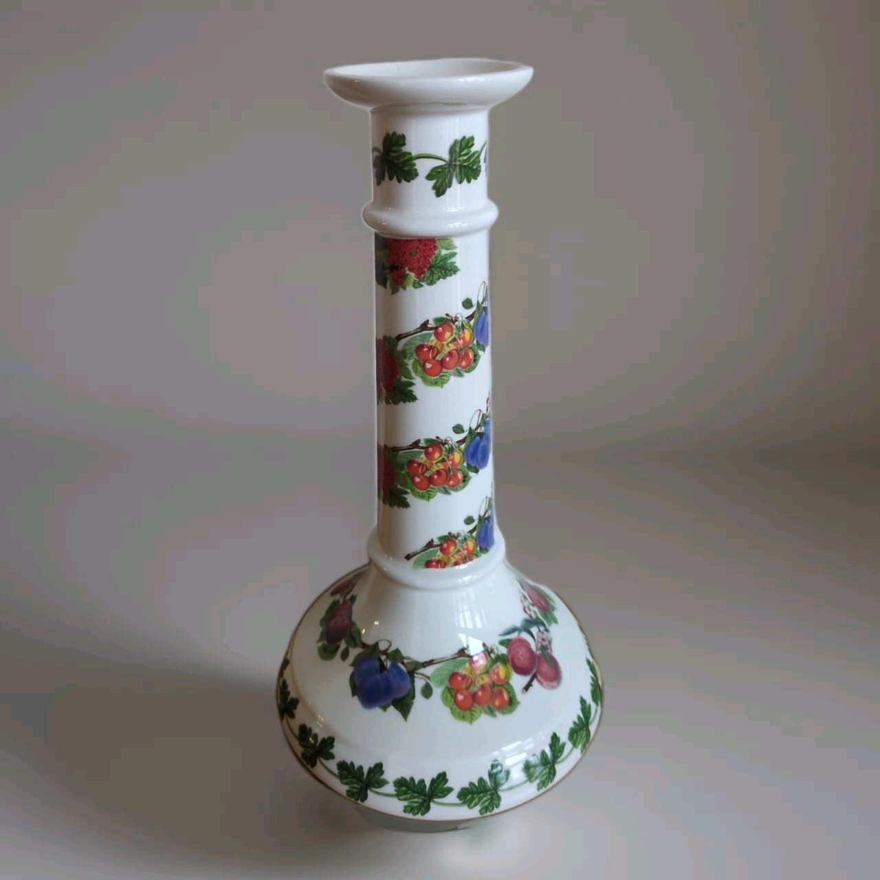 Portmeirion Pomona Fruit & Flower Garland Candlestick Candle Holder 9” England