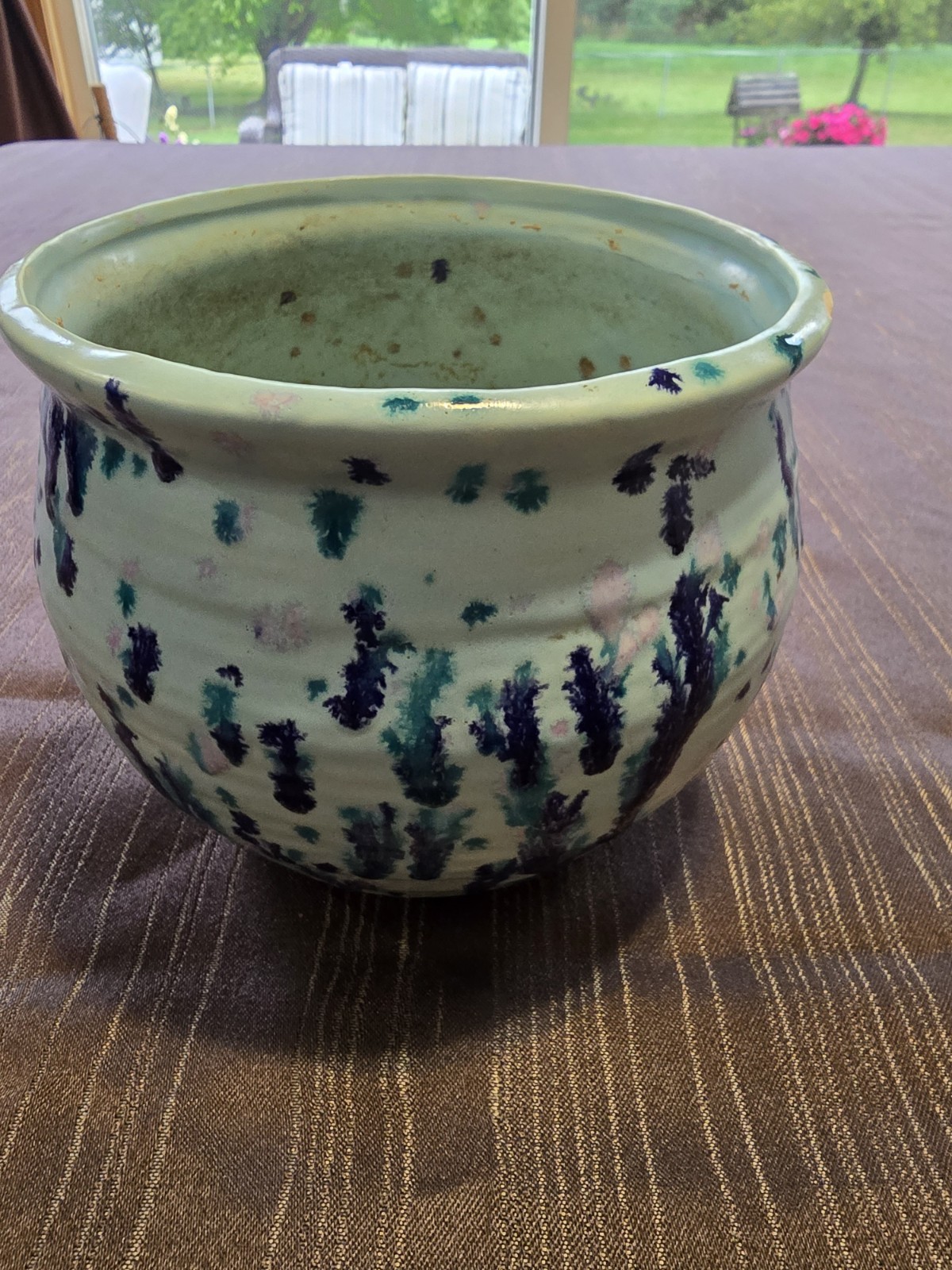 ^^^^^Amanda Carter****** 1776******* Blue ceramic pot/planter