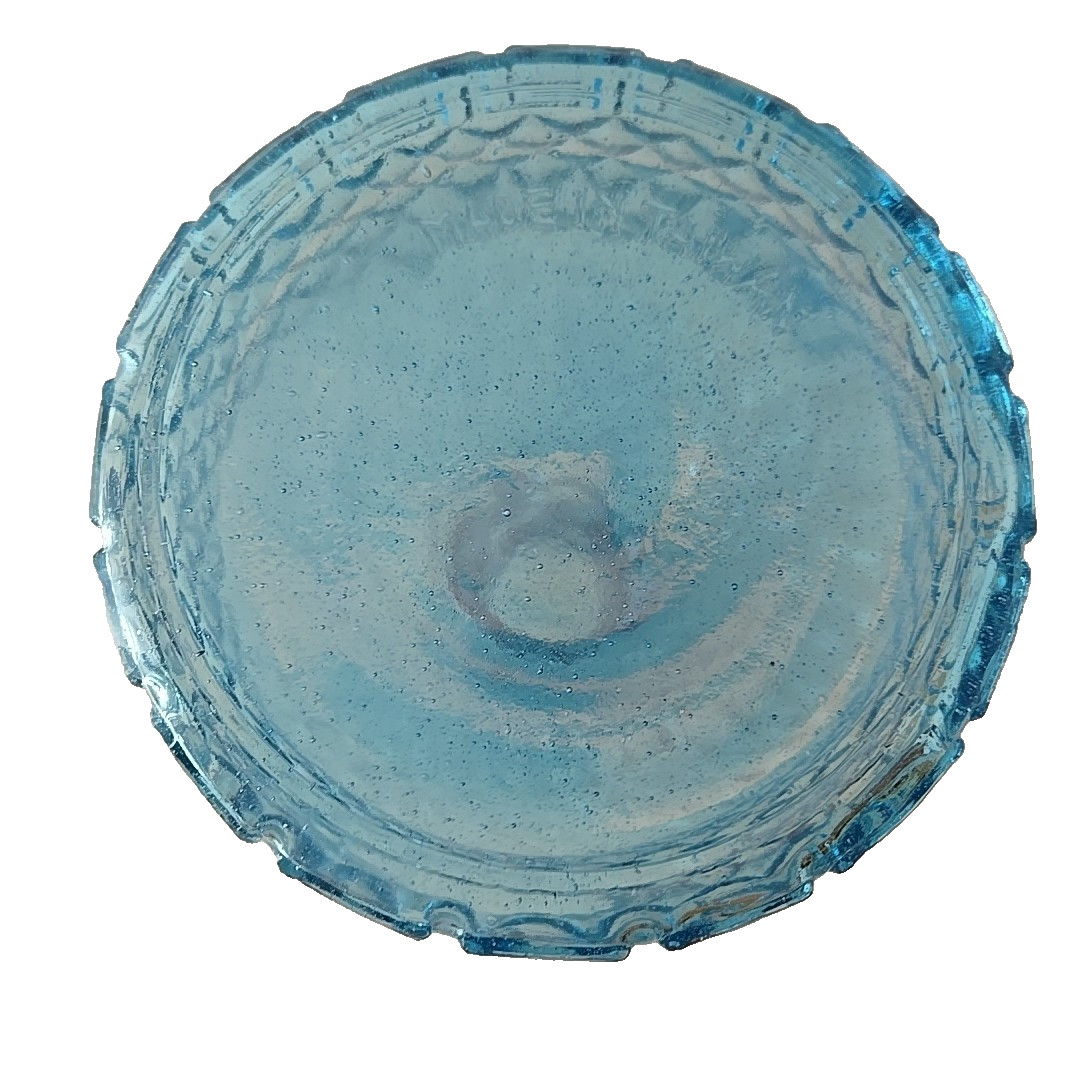​Stunning Vintage-Style Blue Diamond Point Glass Decanter with Stopper 8.5 in.